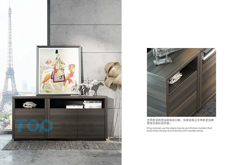 文件柜采用简洁的线条分割再加上加厚的材质让文件柜更加的体现出稳重、现代感